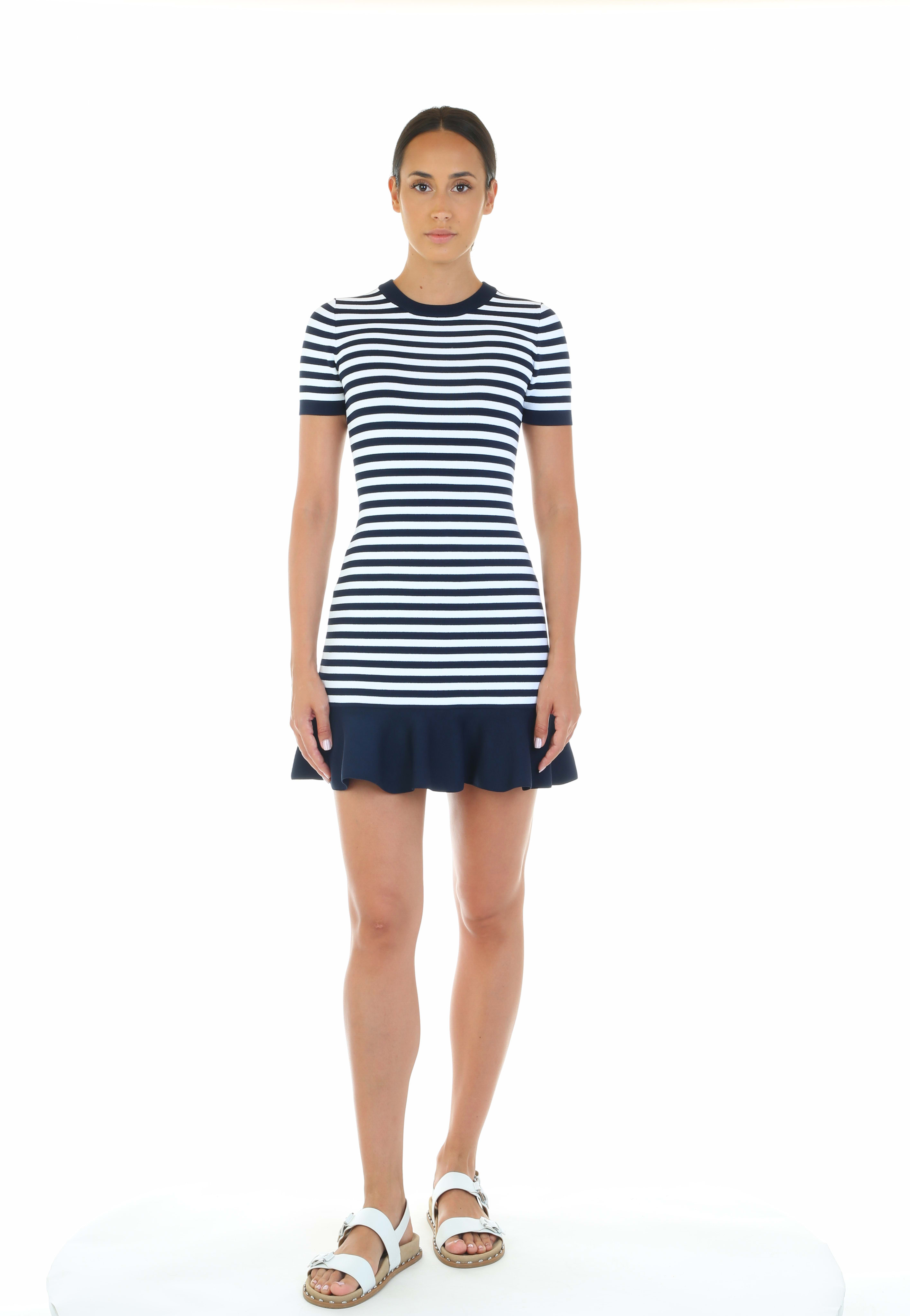 Robe rayée à manches courtes Michael Kors