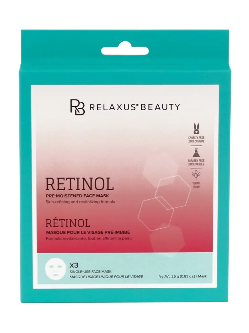 Masques faciaux au rétinol (paquet de 3)