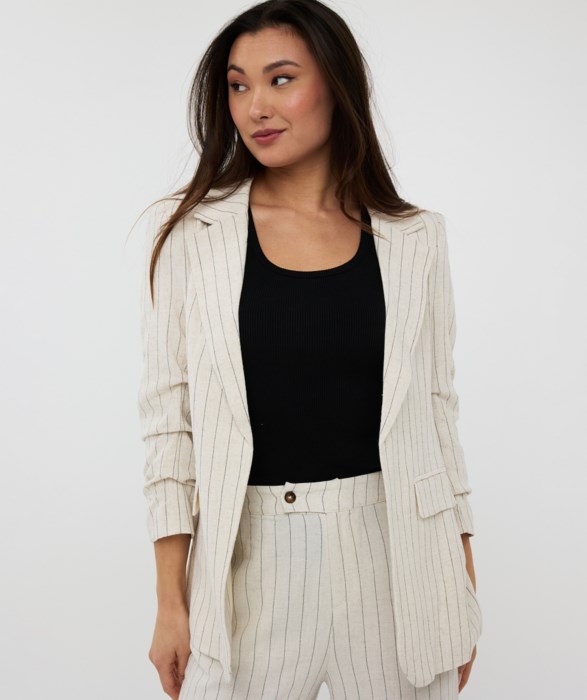 Blazer à manches froncées en lin rayé Esqualo 28213