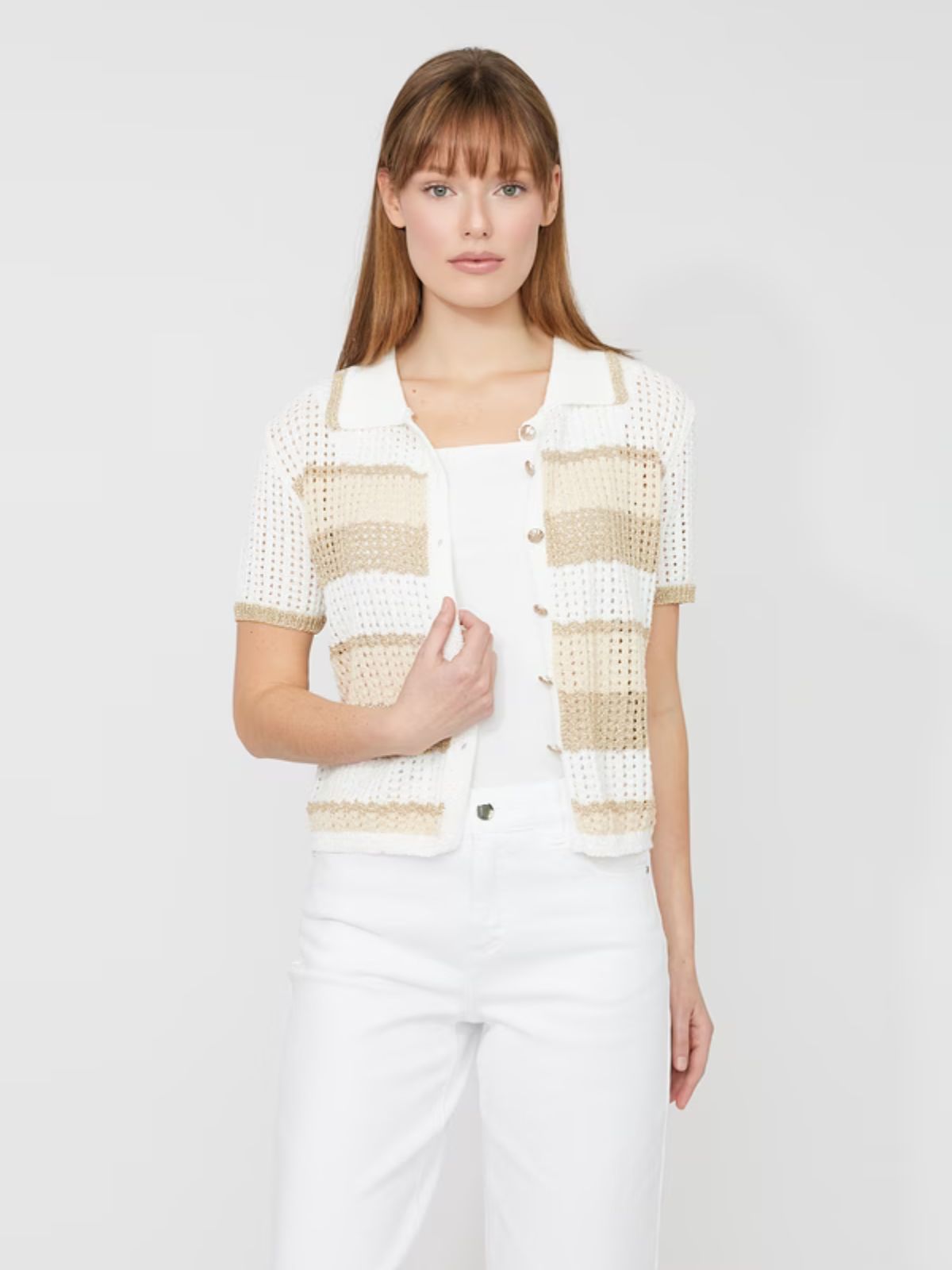 Cardigans rayés à manches courtes Frank Lyman 