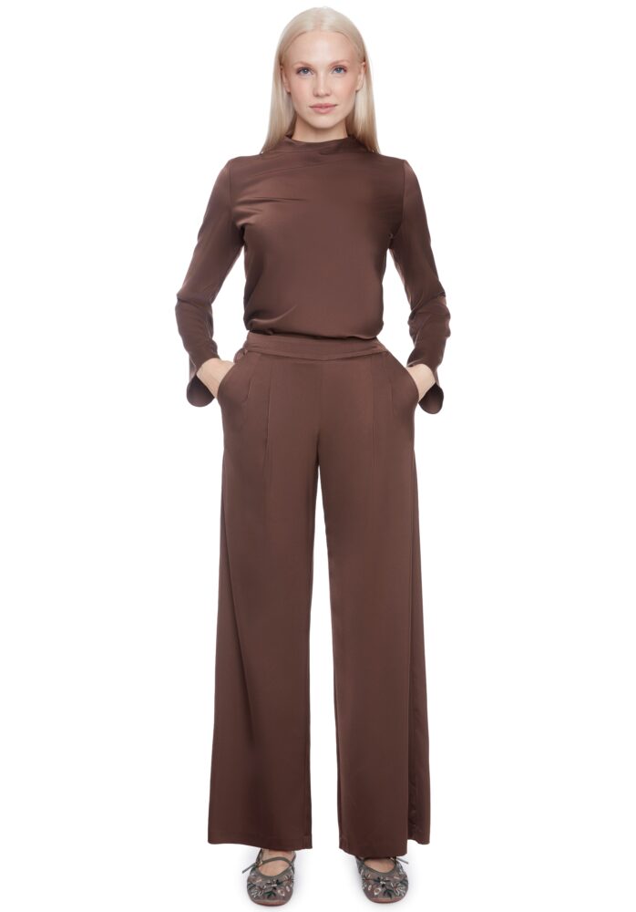 Pantalon large pleine longueur en satin uni ILTM
