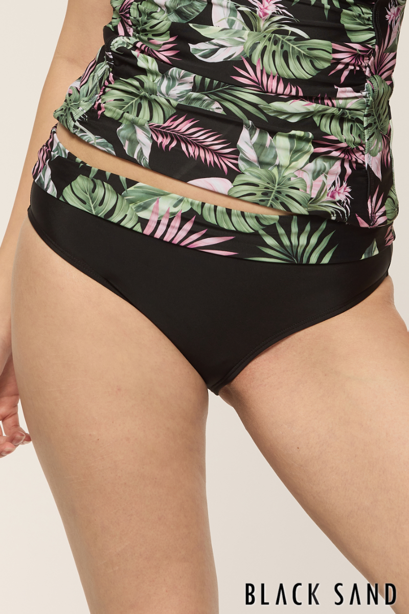 Bas de maillot à motif de plantes tropicales BLACK SAND 