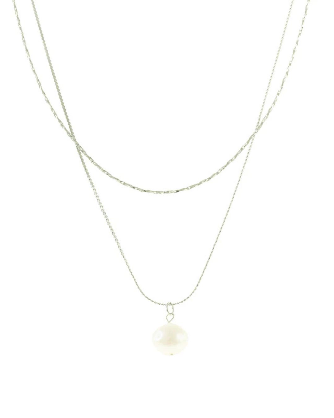 Collier double avec perle silver Jackie J YFY2401N