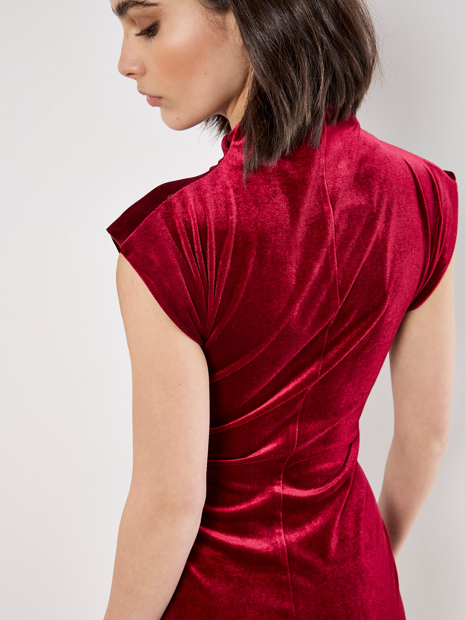 Robe froncée en velours Apricot