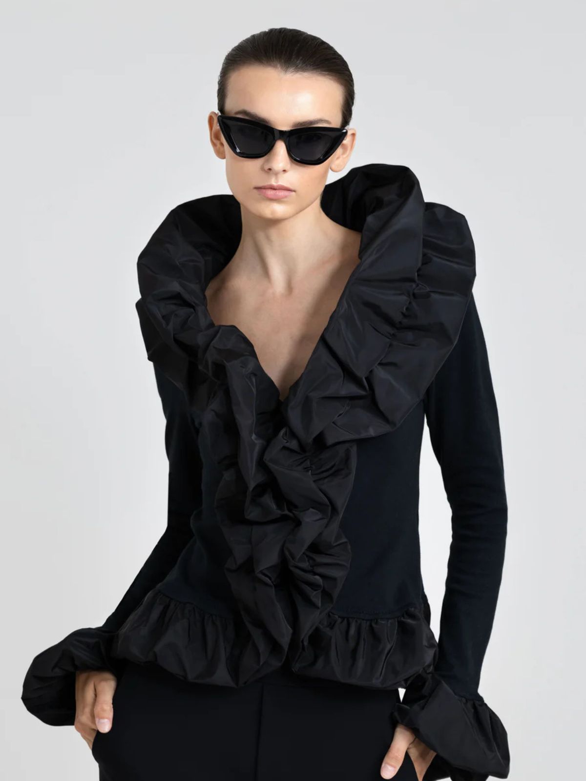 Haut frill taffeta m-longues Nadya Toto