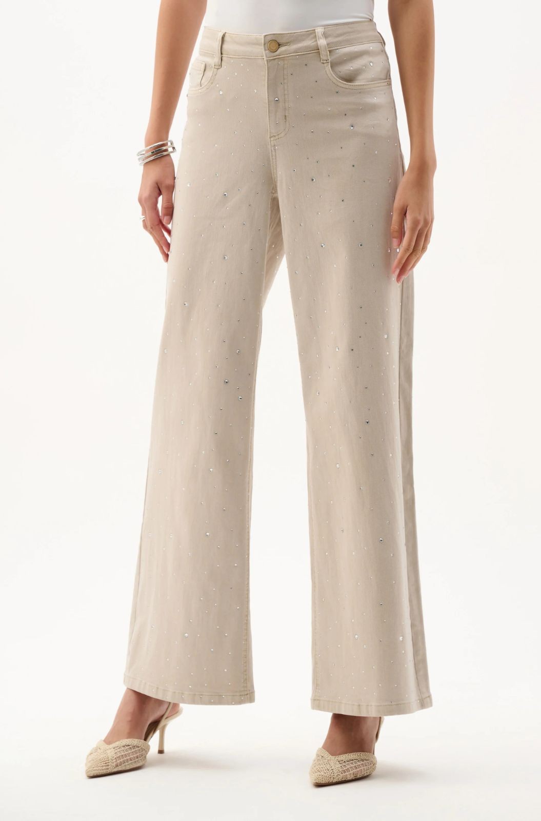 Jeans large en denim avec strass Joseph Ribkoff 