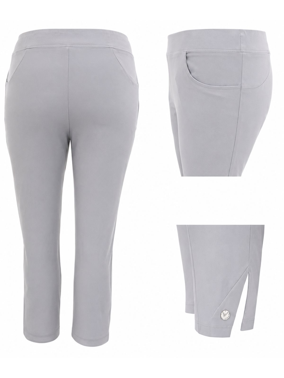 Capri en tissu tissé à enfiler avec pierres décoratives sur la jambe Beta