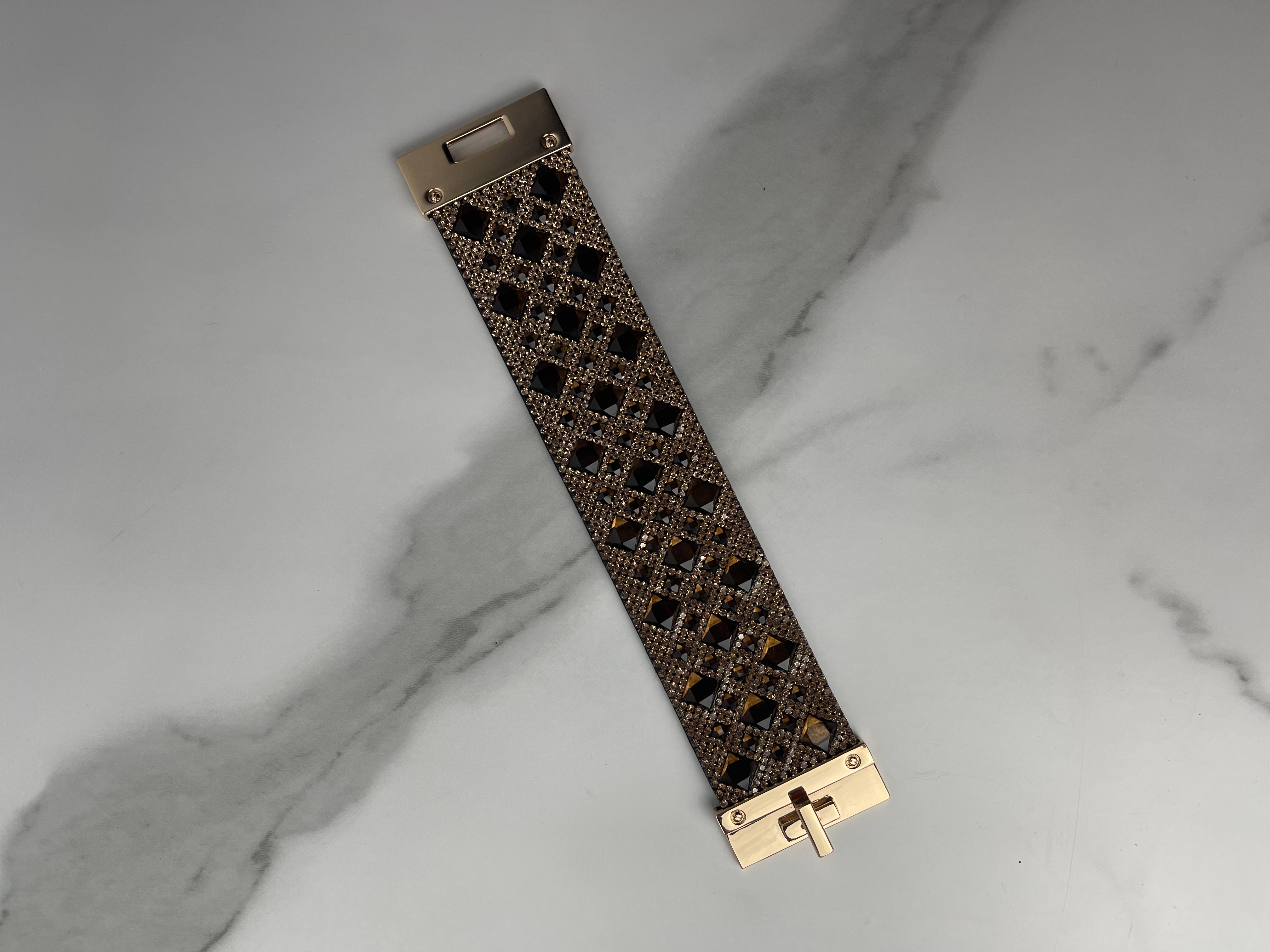 Bracelet Manchette Jacqueline Kent Chocolate Diamond Crystal