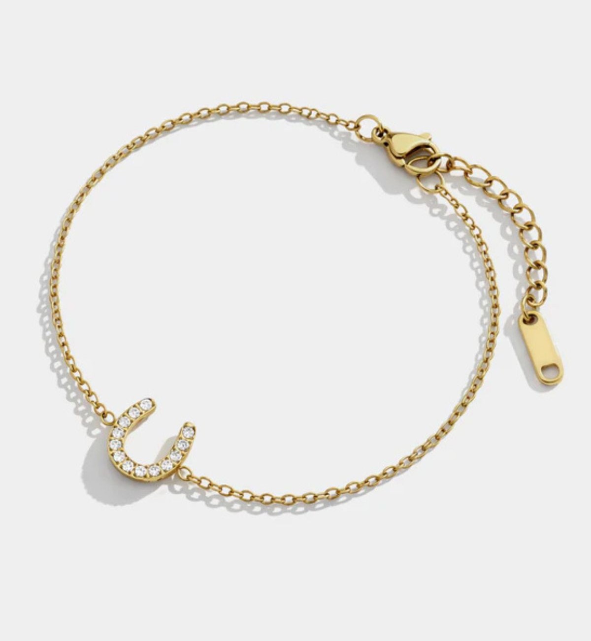 Bracelet doré fer à cheval en acier inoxydable & zircons cubiques Bizou