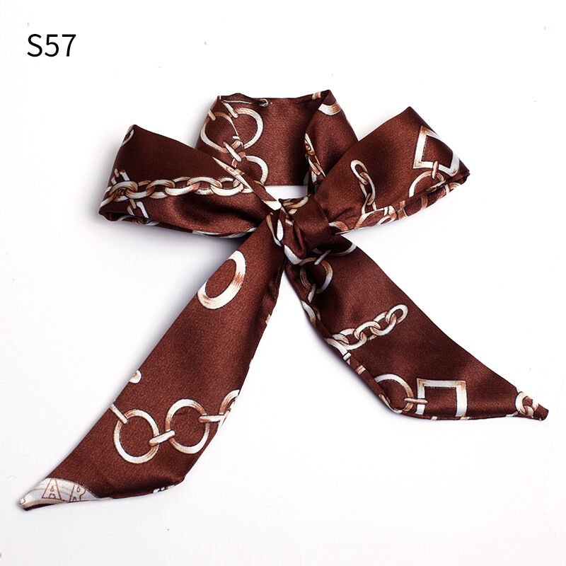 Foulard ruban en satin imprimé, style twilly rétro et élégant