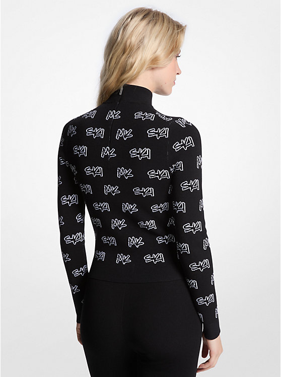 Chandail jacquard à col montant, logo Ski Michael Kors