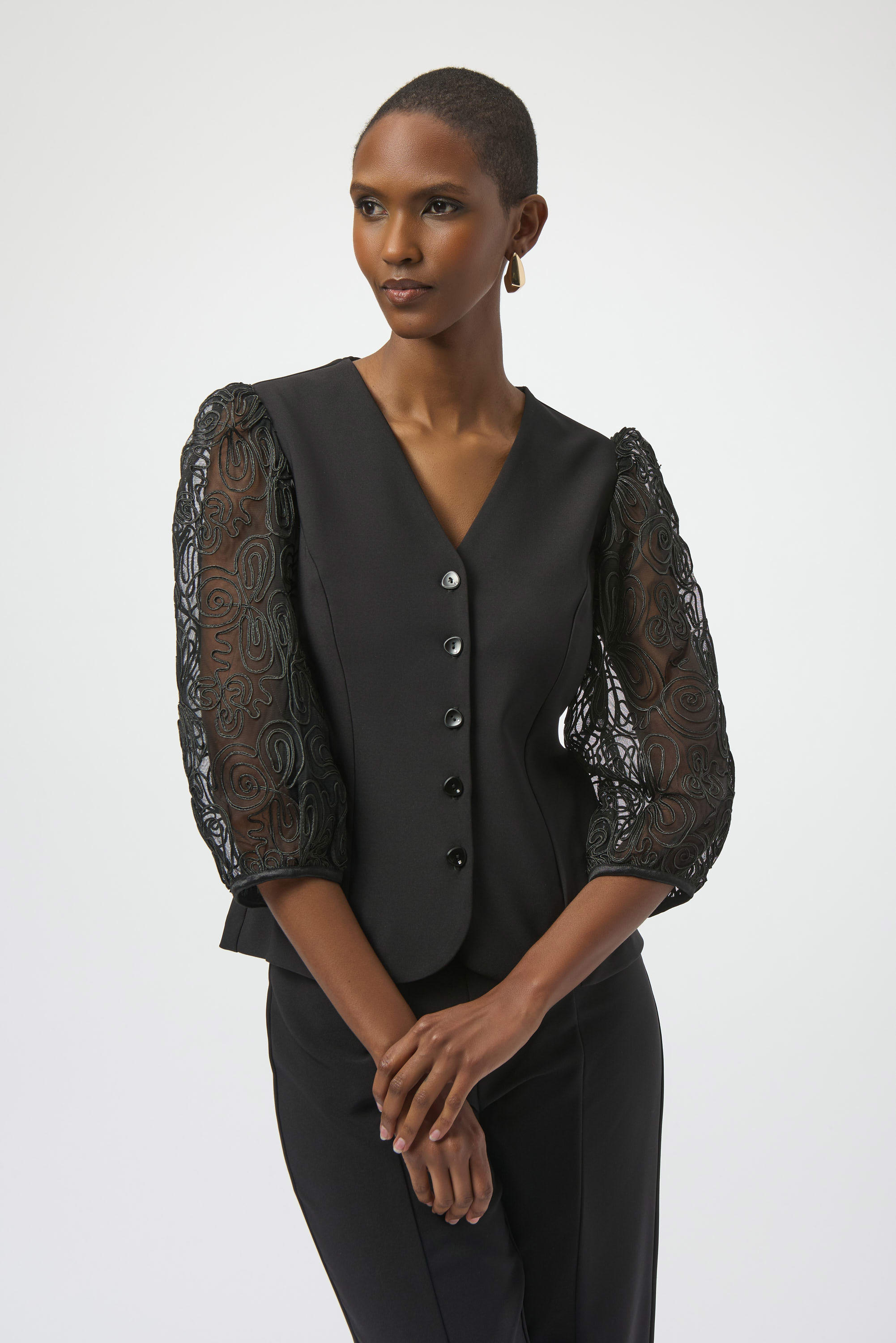 Veste ajustée en luxueux sergé, manches originales Joseph Ribkoff 254189