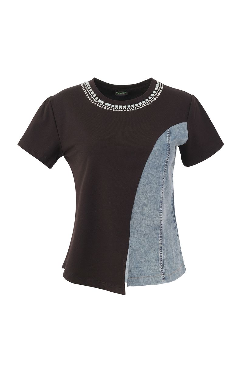 T-shirt avec patch en jean Tricotto