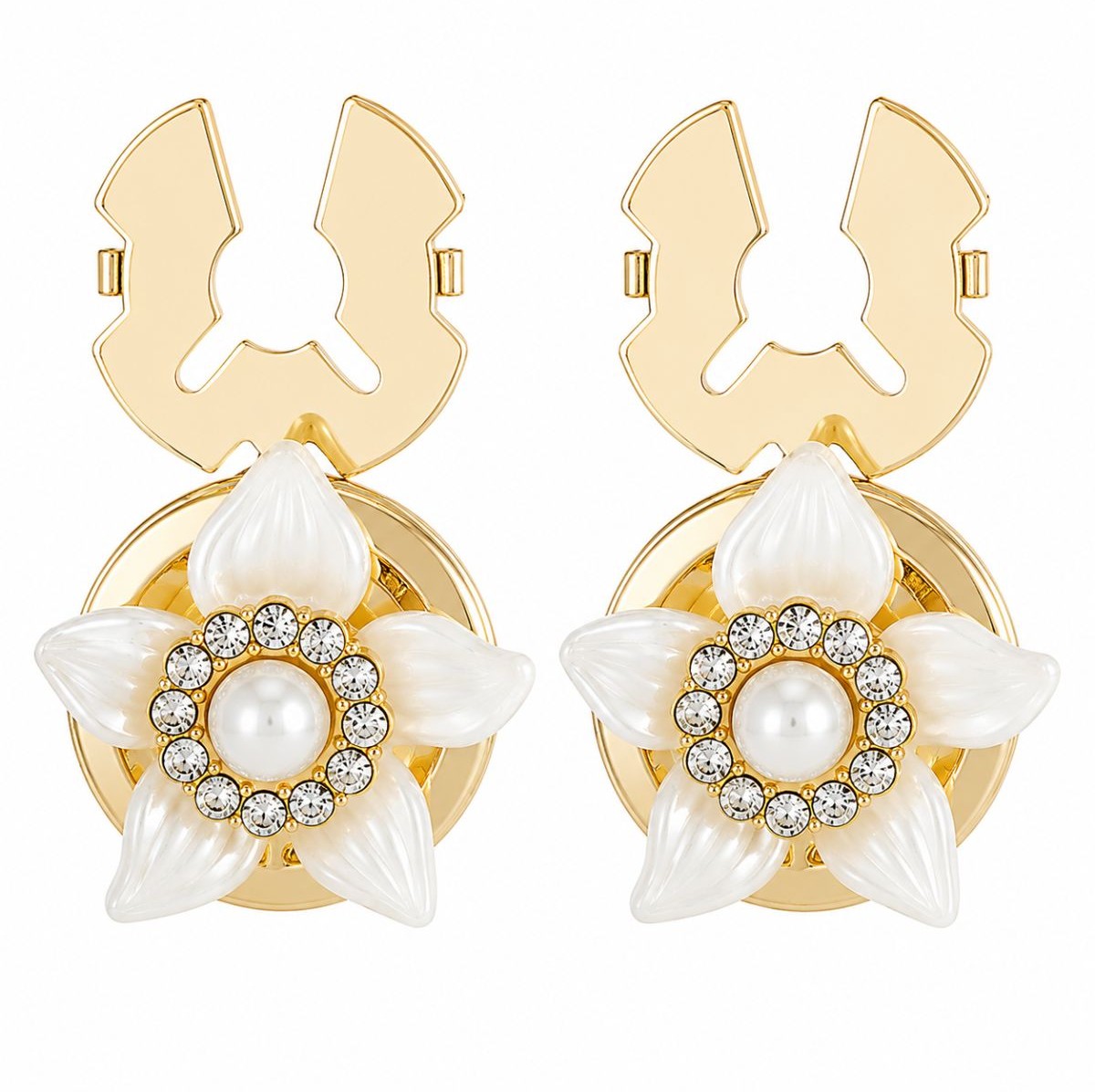Couvre-boutons Fleur Étoile en Nacre avec Cristaux