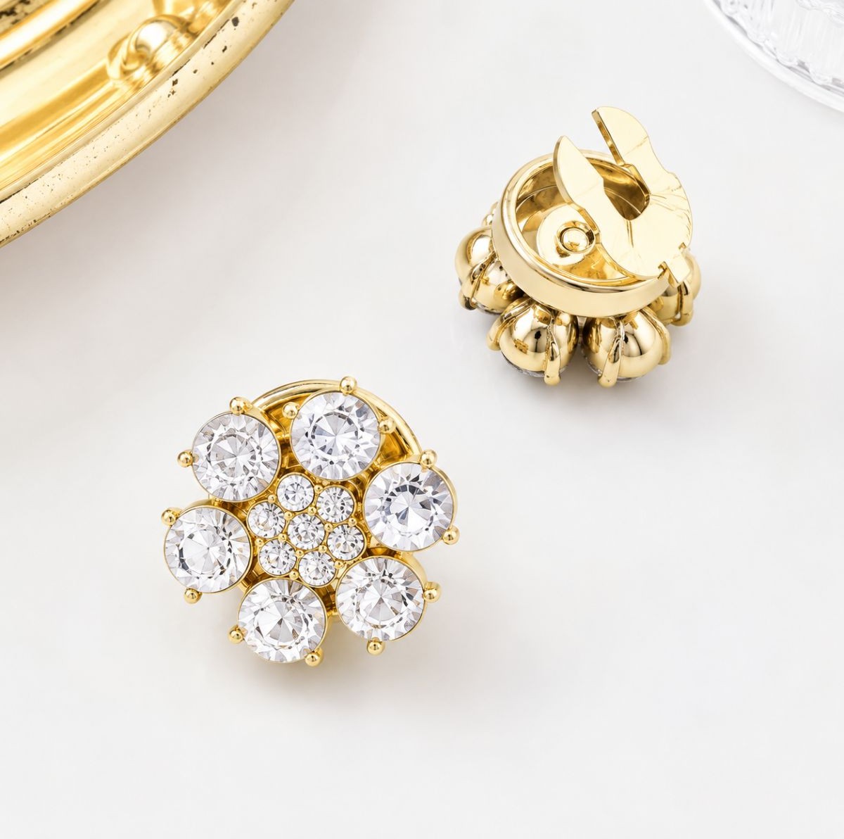 Couvre-boutons Fleur Dorée avec Cristaux