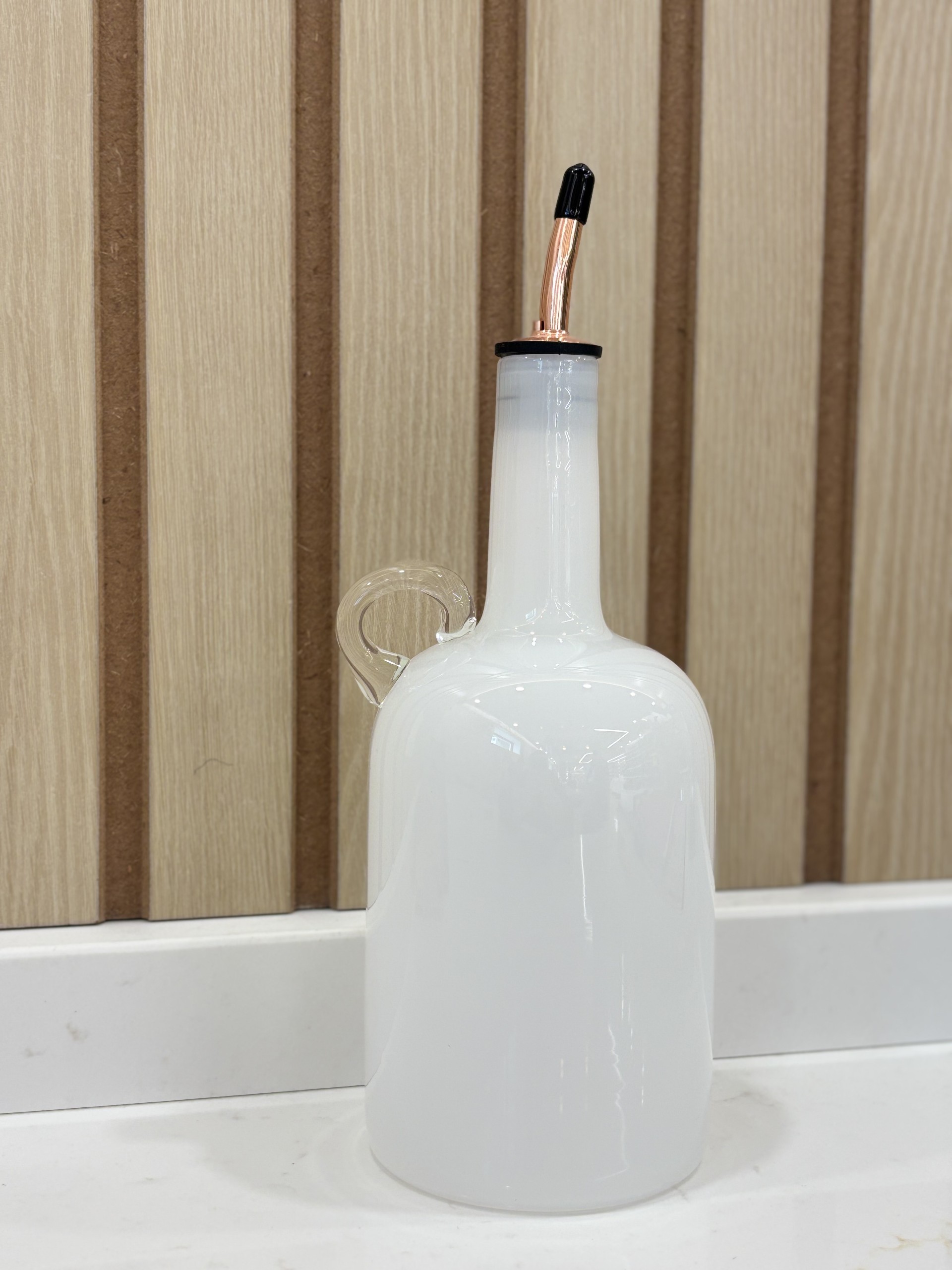Grand Huilier en verre soufflé BLANC BOUTI VERRE