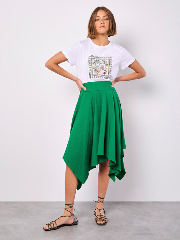 Jupe midi ceinturée à ourlet asymétrique Apricot 938502