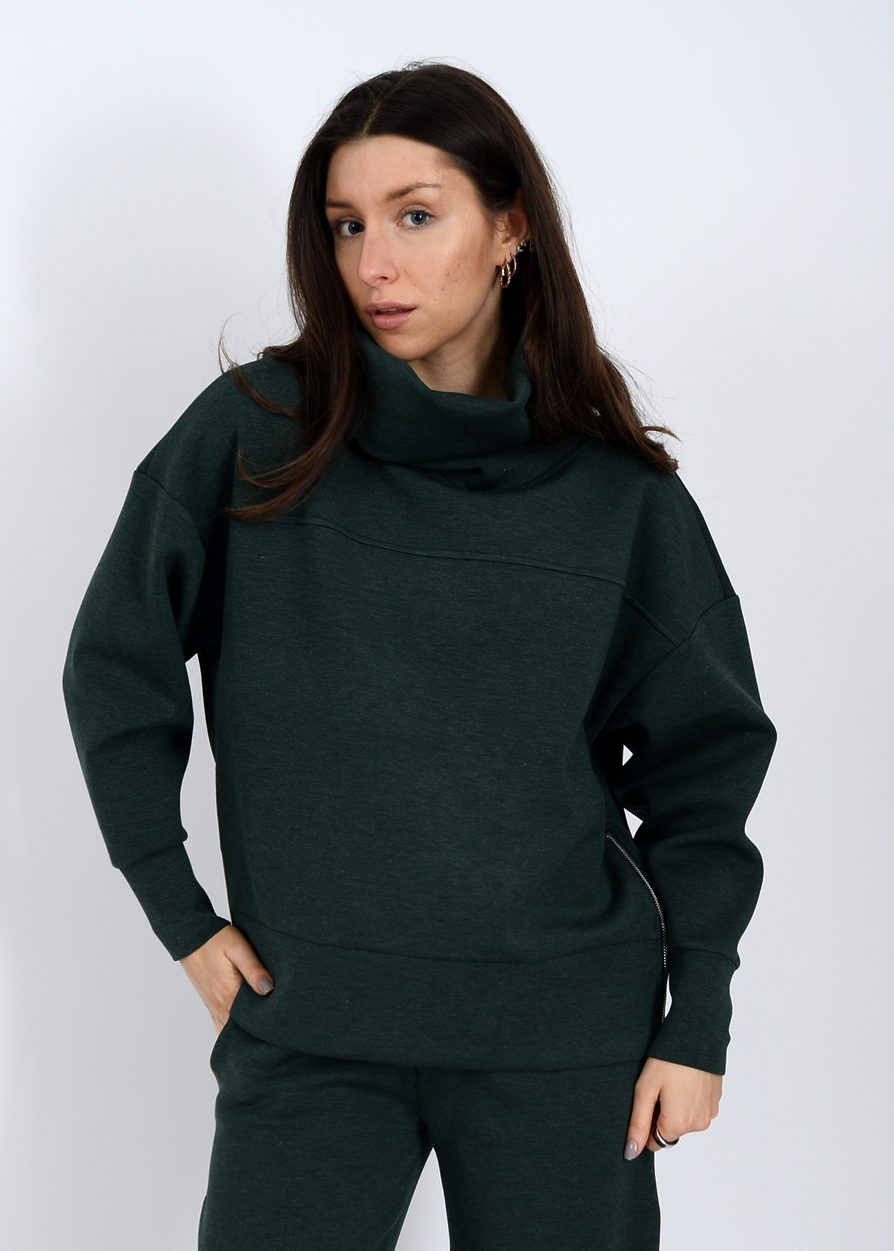Haut en maille douce à manches longues avec col rabattu Second Skin 77T005SO