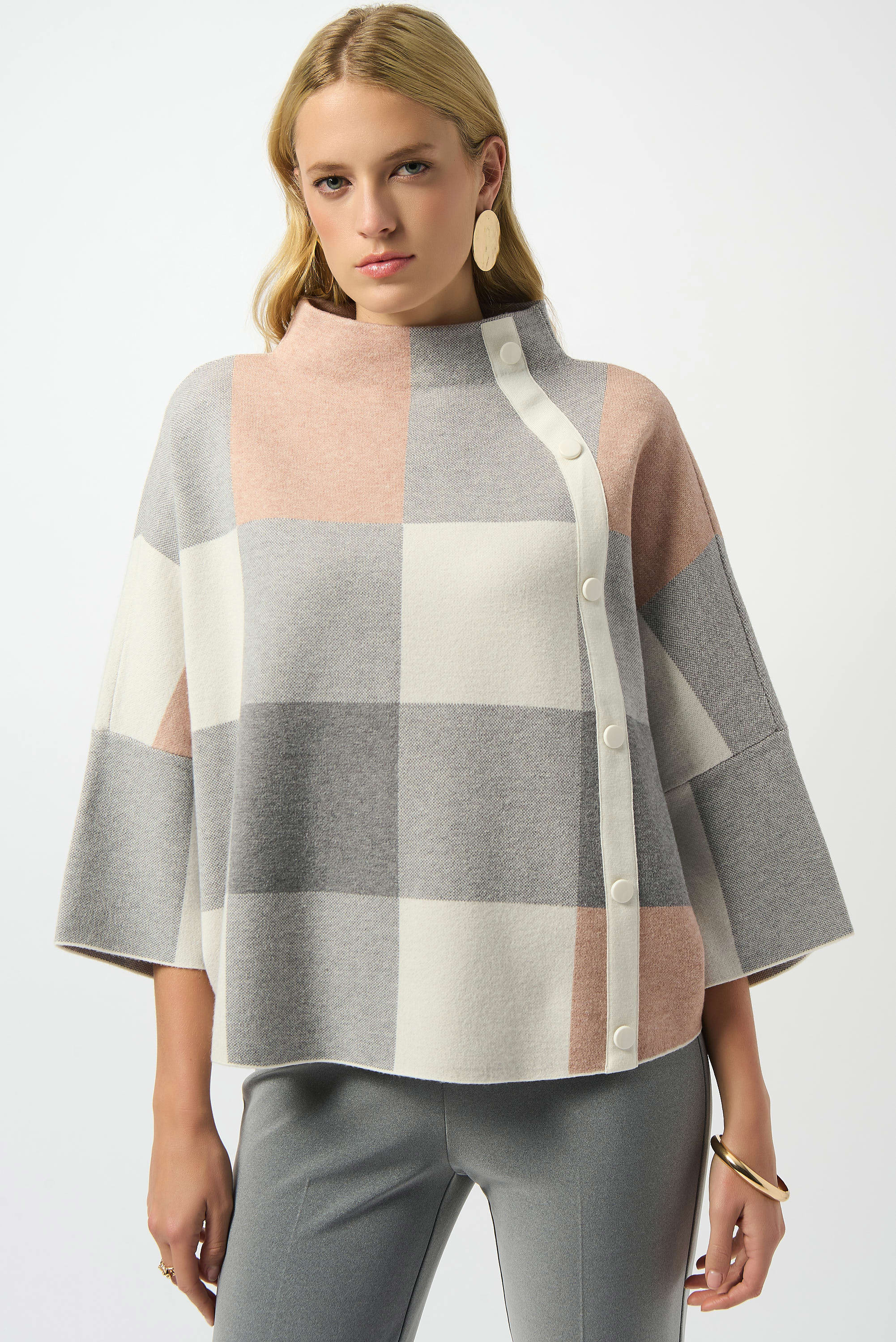 Haut en tricot jacquard à motif carreauté Joseph Ribkoff 243948F25