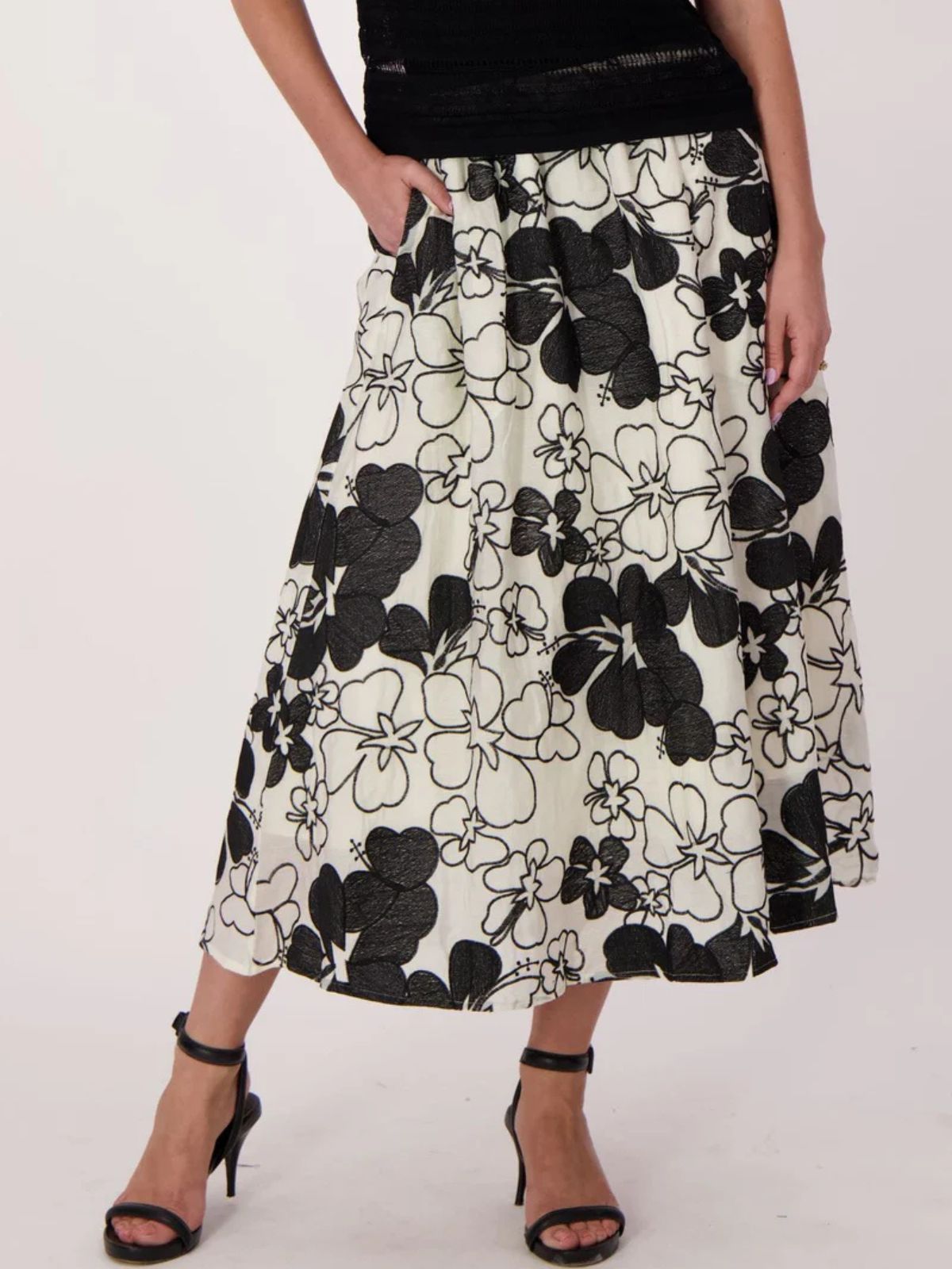 Jupe en Tencel avec broderie florale superposée Gabby Isabella 