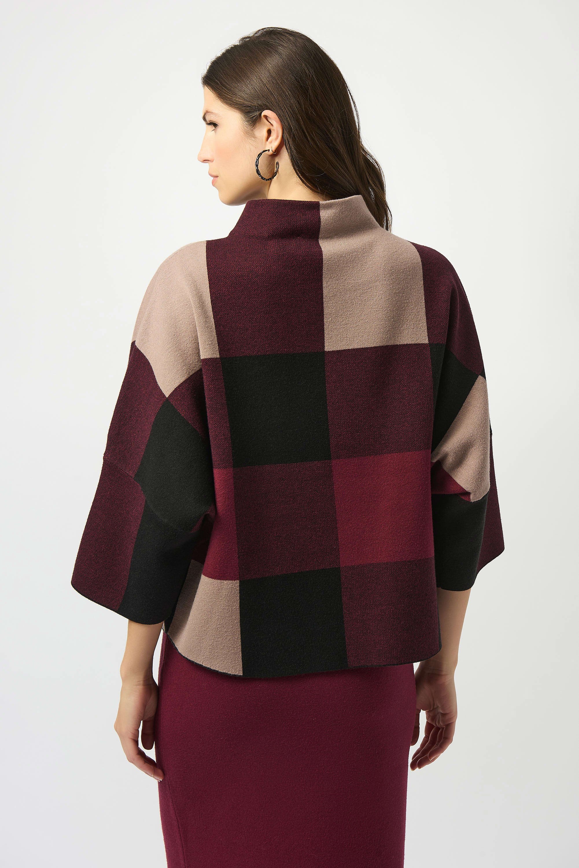 Haut en tricot jacquard à carreaux Joseph Ribkoff 243948F25