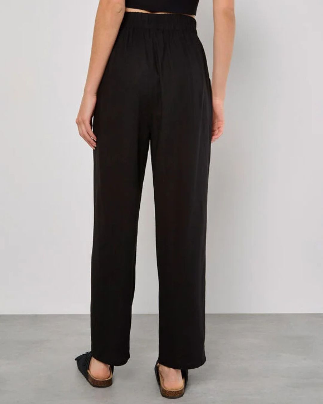Pantalon à jambes larges en mélange de lin Apricot 957503