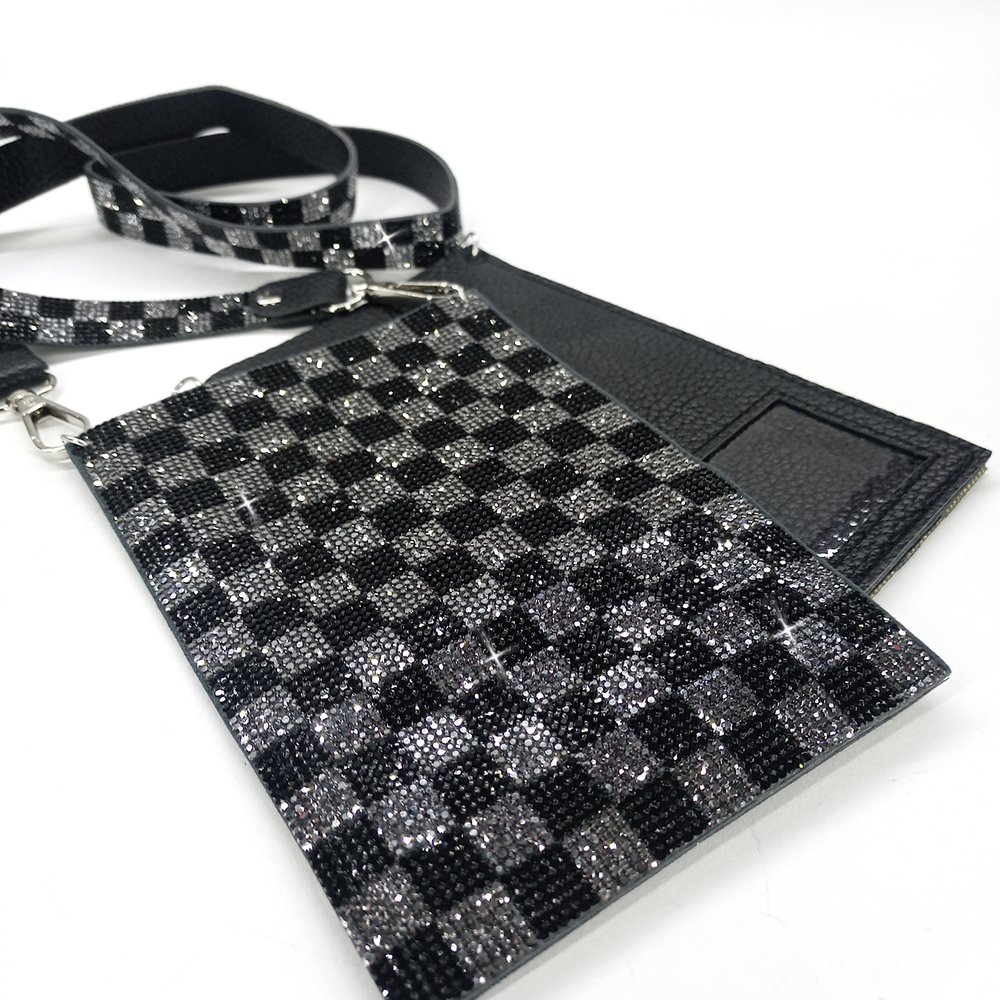 Sac Téléphone Portable Checkmate Crystal Jacqueline Kent Silver/Black
