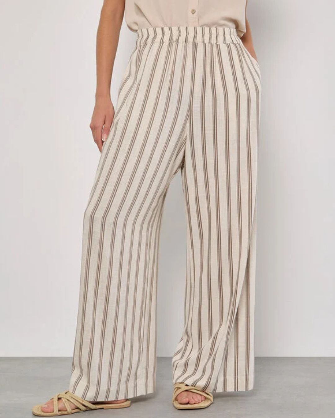 Pantalon large à rayures Apricot 962835