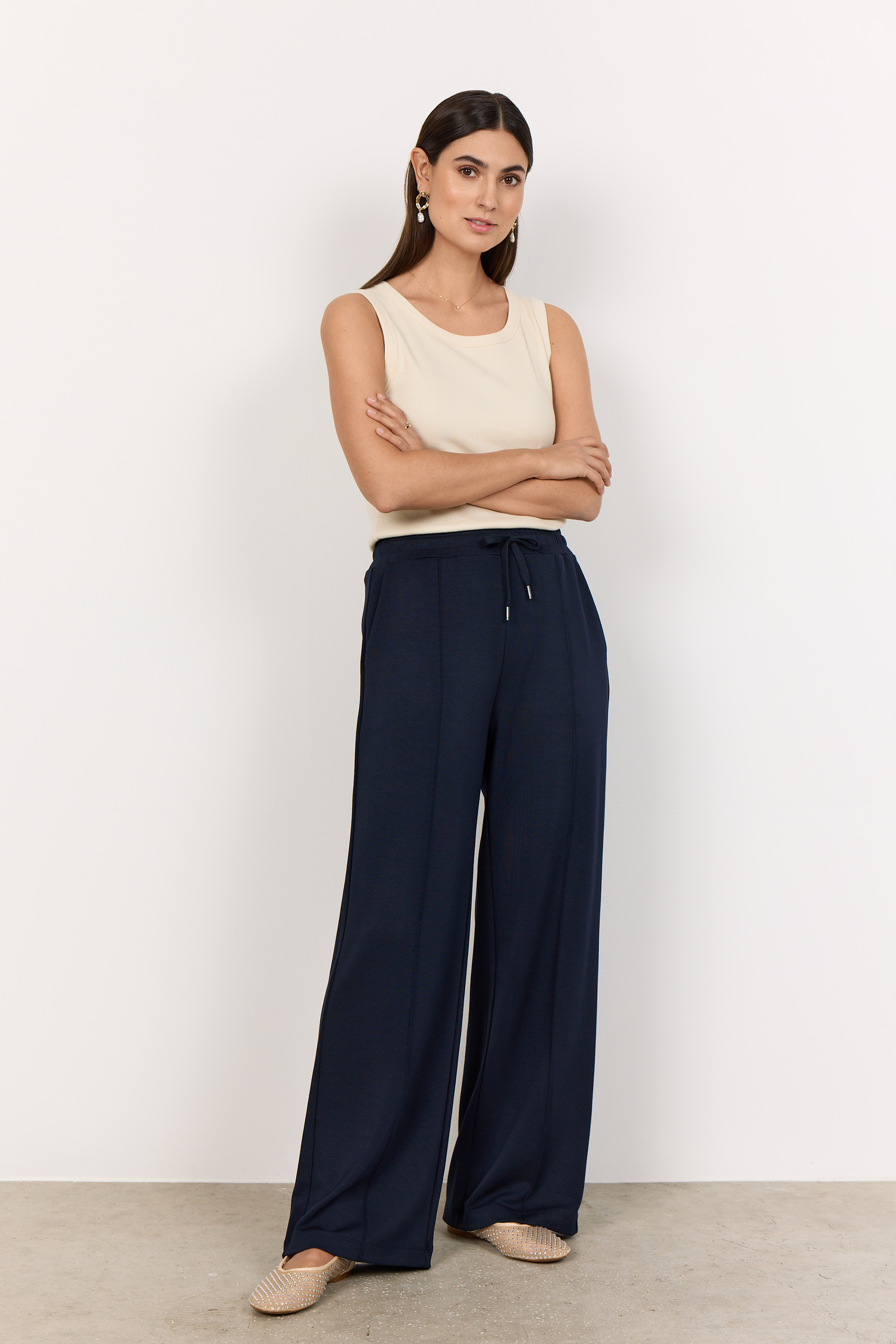 Pantalon à jambe large avec couture à l
