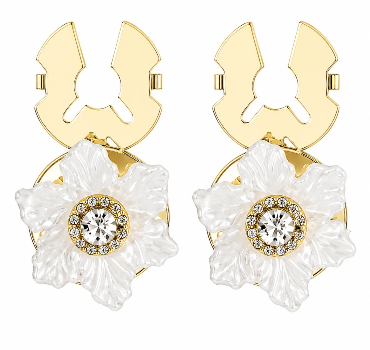 Couvre-boutons Fleur Royale en Nacre et Cristaux