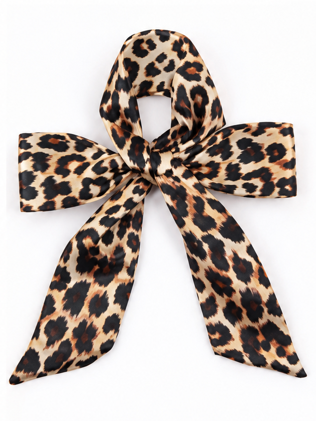 Foulard ruban en satin imprimé, style twilly rétro et élégant