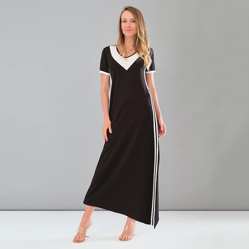 Robe longue col V Tricotto 