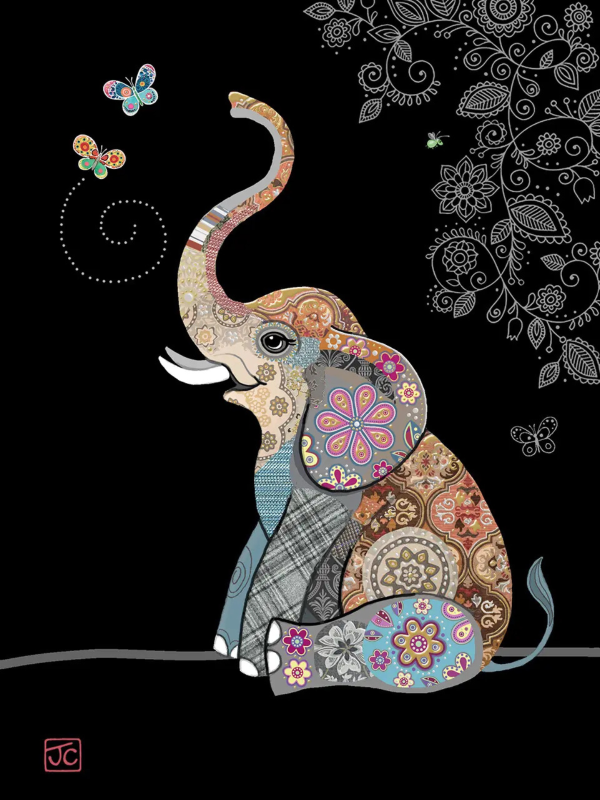 carte - Éléphant et papillons