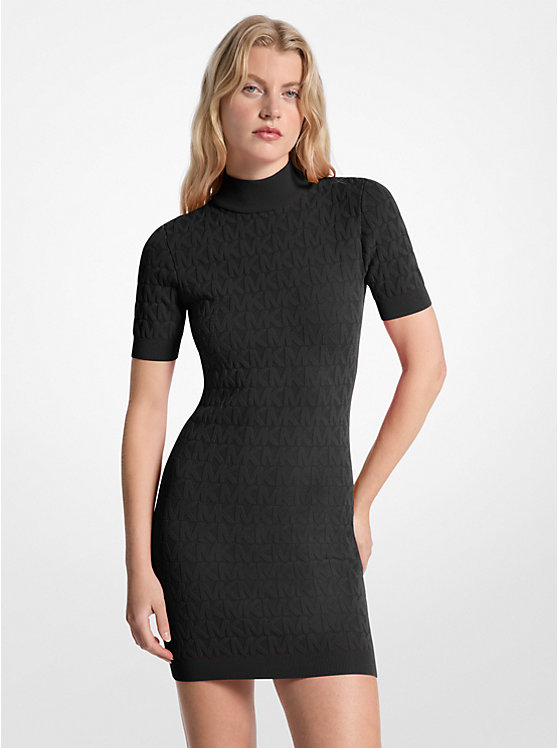 Robe en maille jacquard à logo, col montant Michael Kors 