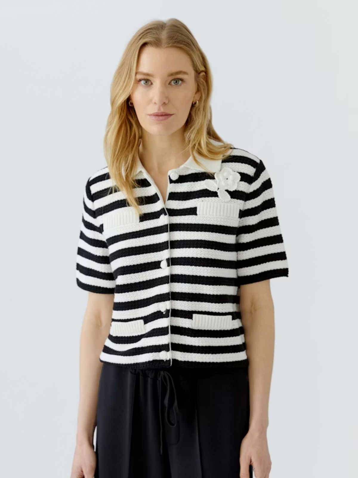 Pull à manches courtes rayé OUI