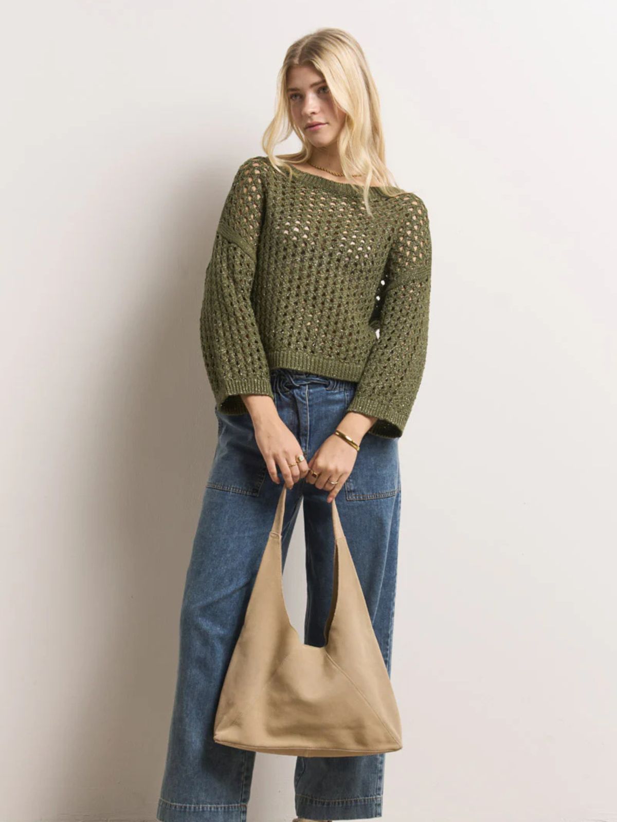 Pull en maille ajourée avec détails en lurex