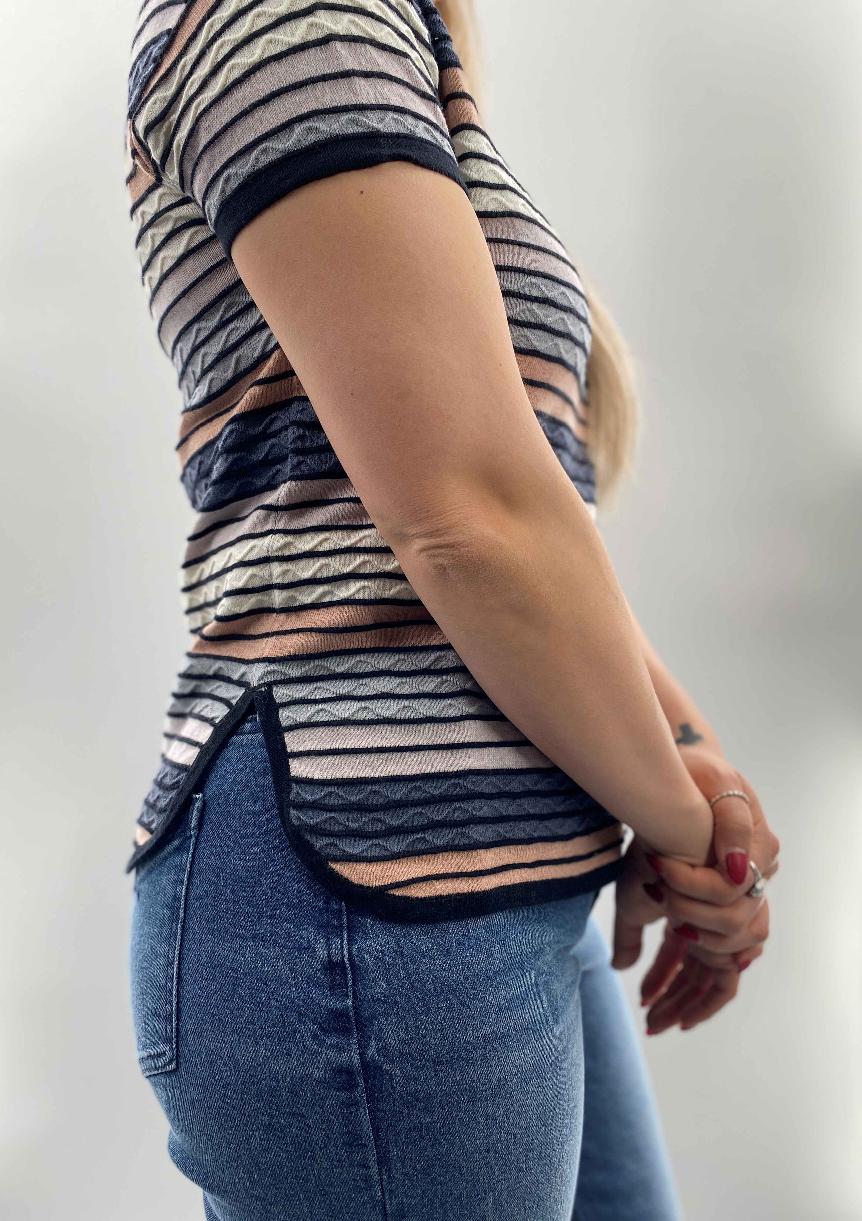 Pull à Rayures et Texture mansted Hipster 
