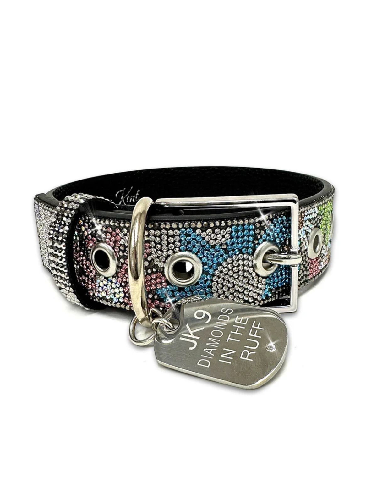 Collier pour chien Medium Flower Power Diamonds in the Ruff hématite Jacqueline Kent