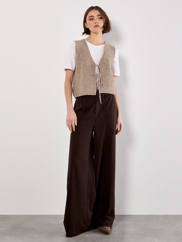 Gilet en maille gaufrée à bord festonné Apricot