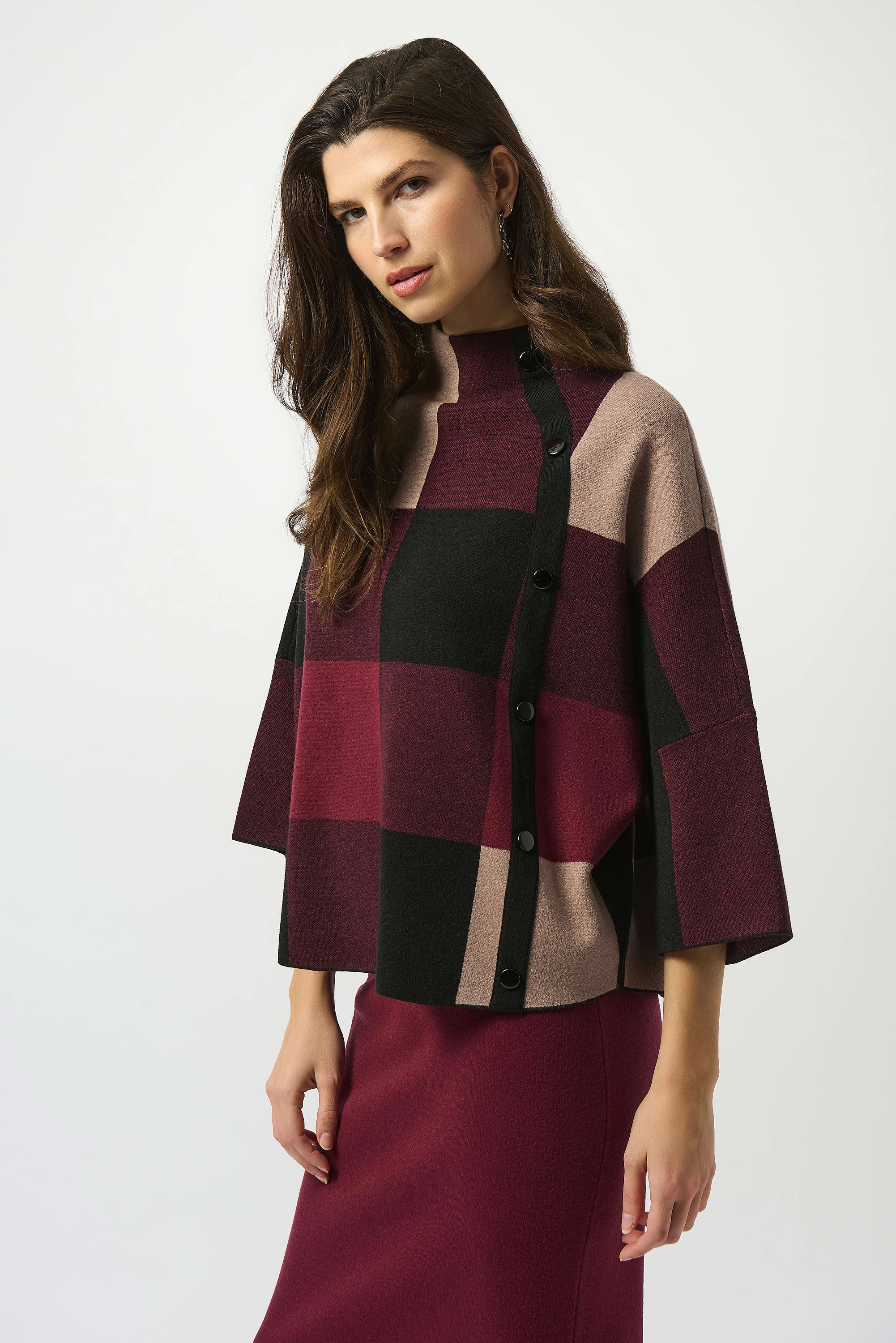 Haut en tricot jacquard à carreaux Joseph Ribkoff 243948F25