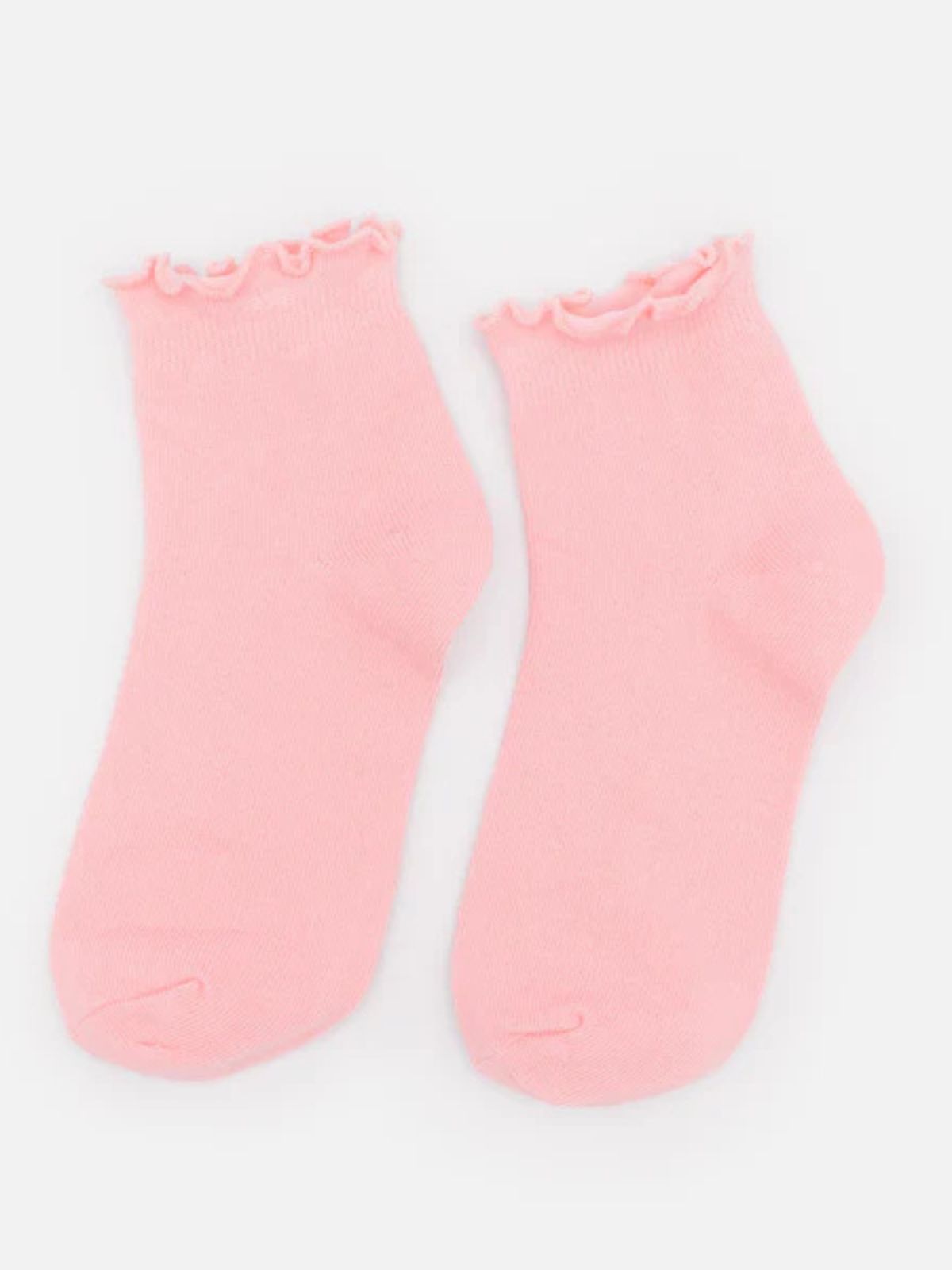 Bas cheville rose pâle à bordure ondulée Bizou