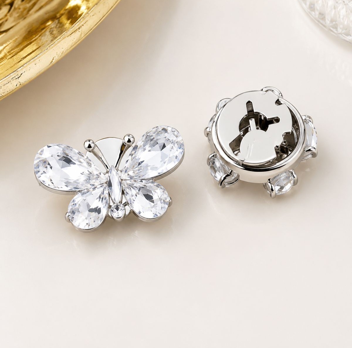 Couvre-boutons Papillon avec Cristaux