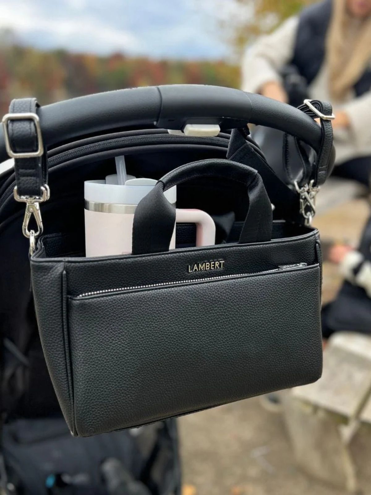  Le Daisy - Console de poussette en cuir vegan noir Lambert 