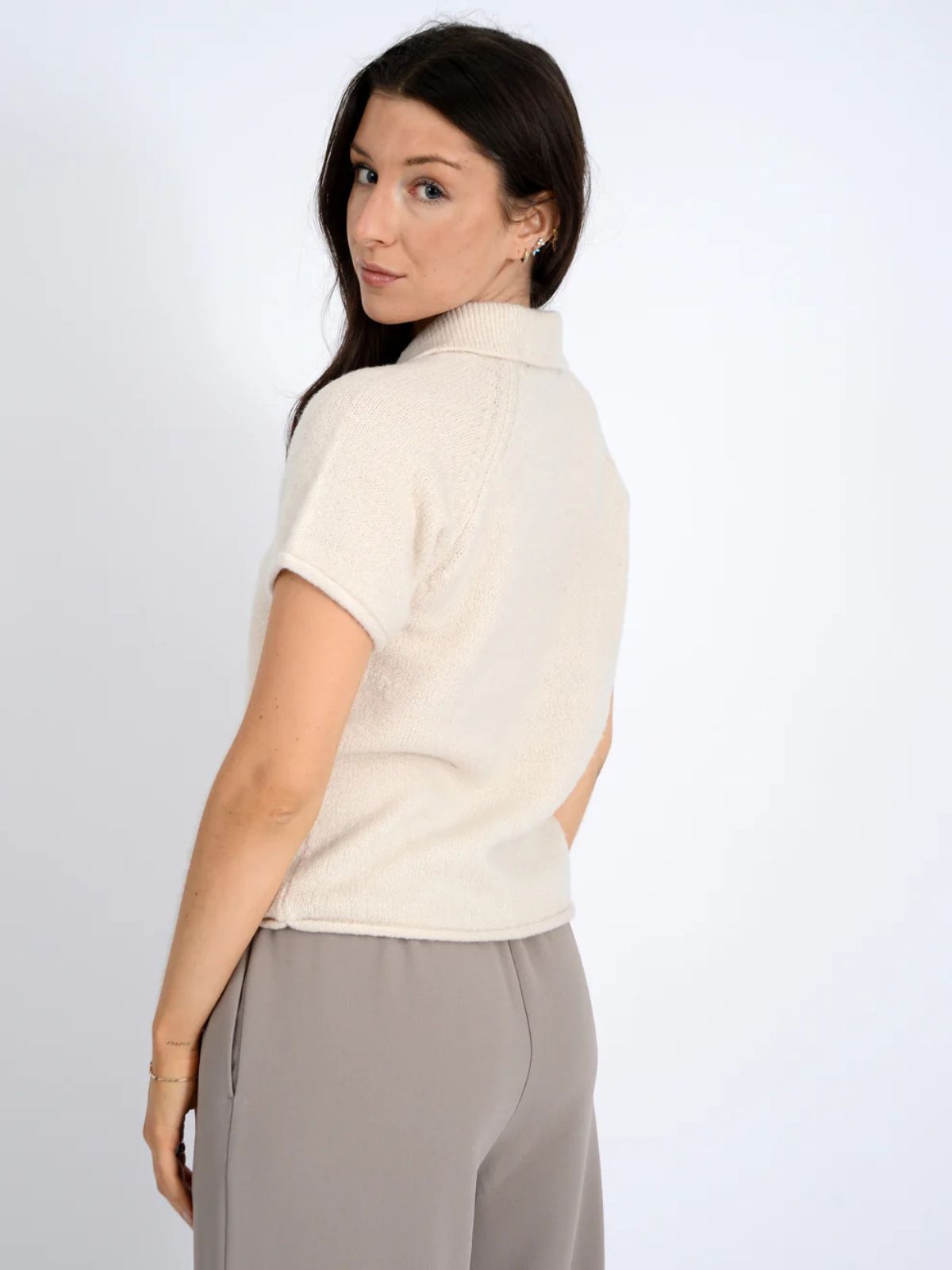 Pull Gertrud à col polo et manches raglan courtes Second Skin