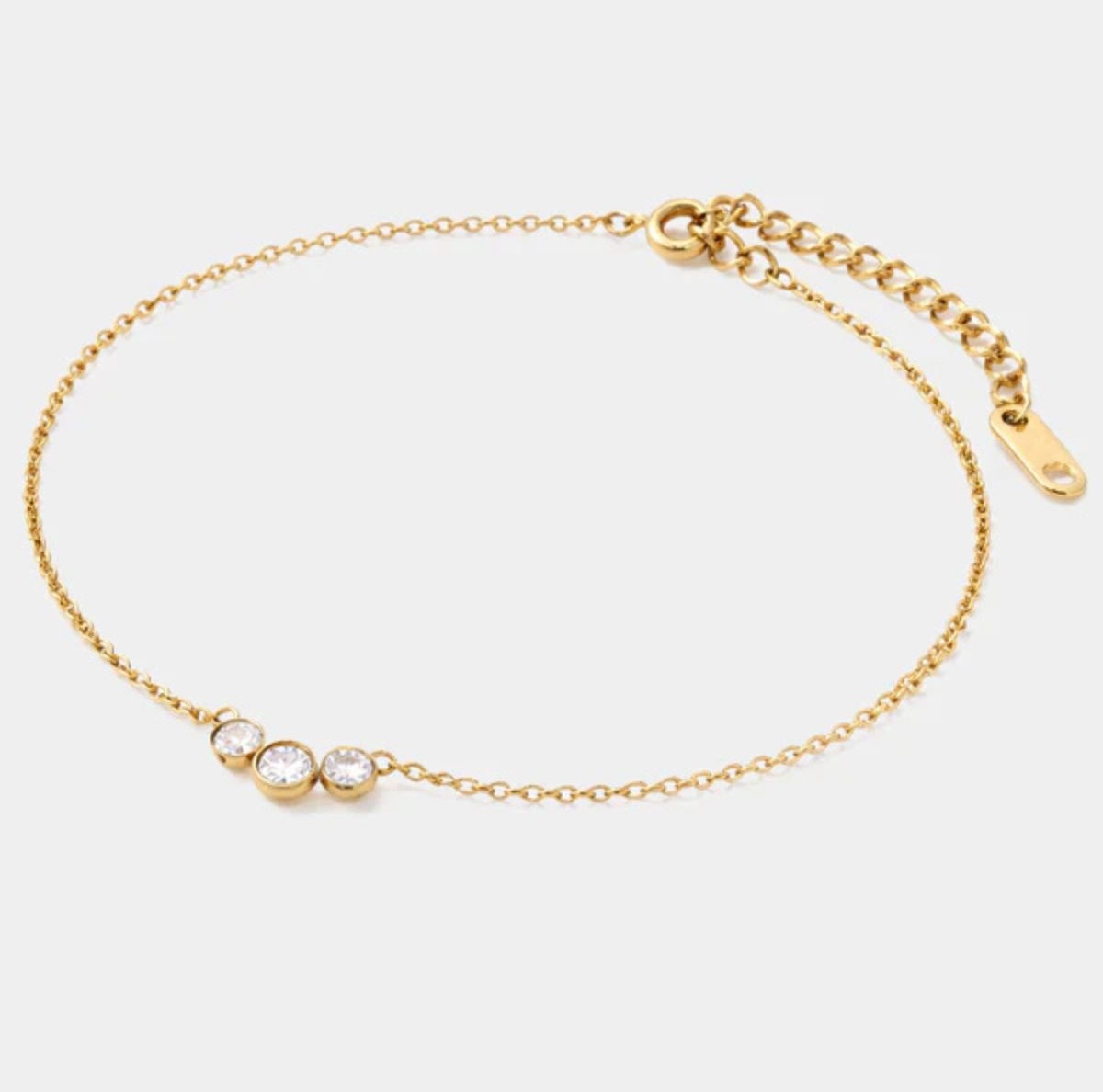 Bracelet doré en acier inoxydable trio de zircons cubiques Bizou