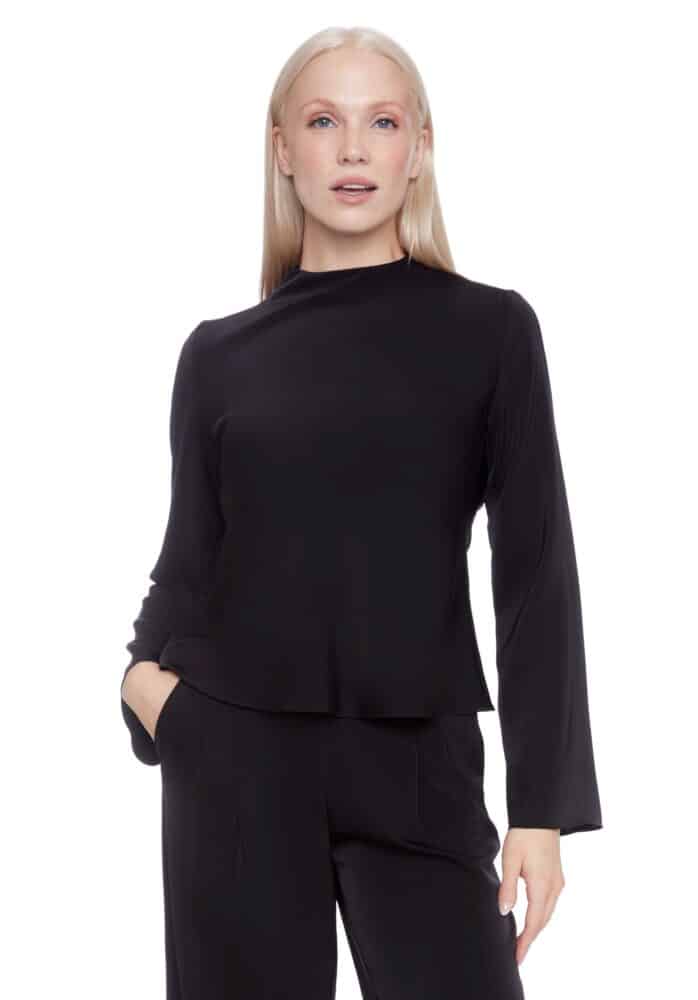 Haut uni en satin à manches évasées ILTM