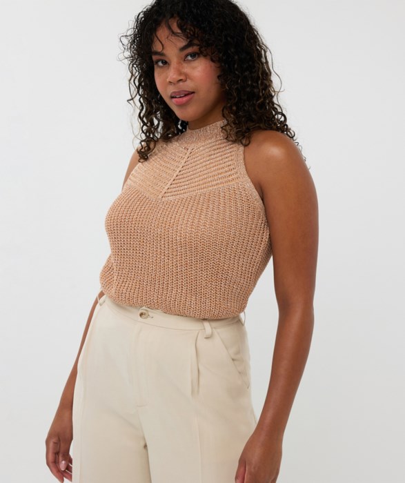 Top en maille double V lurex Esqulo 02208
