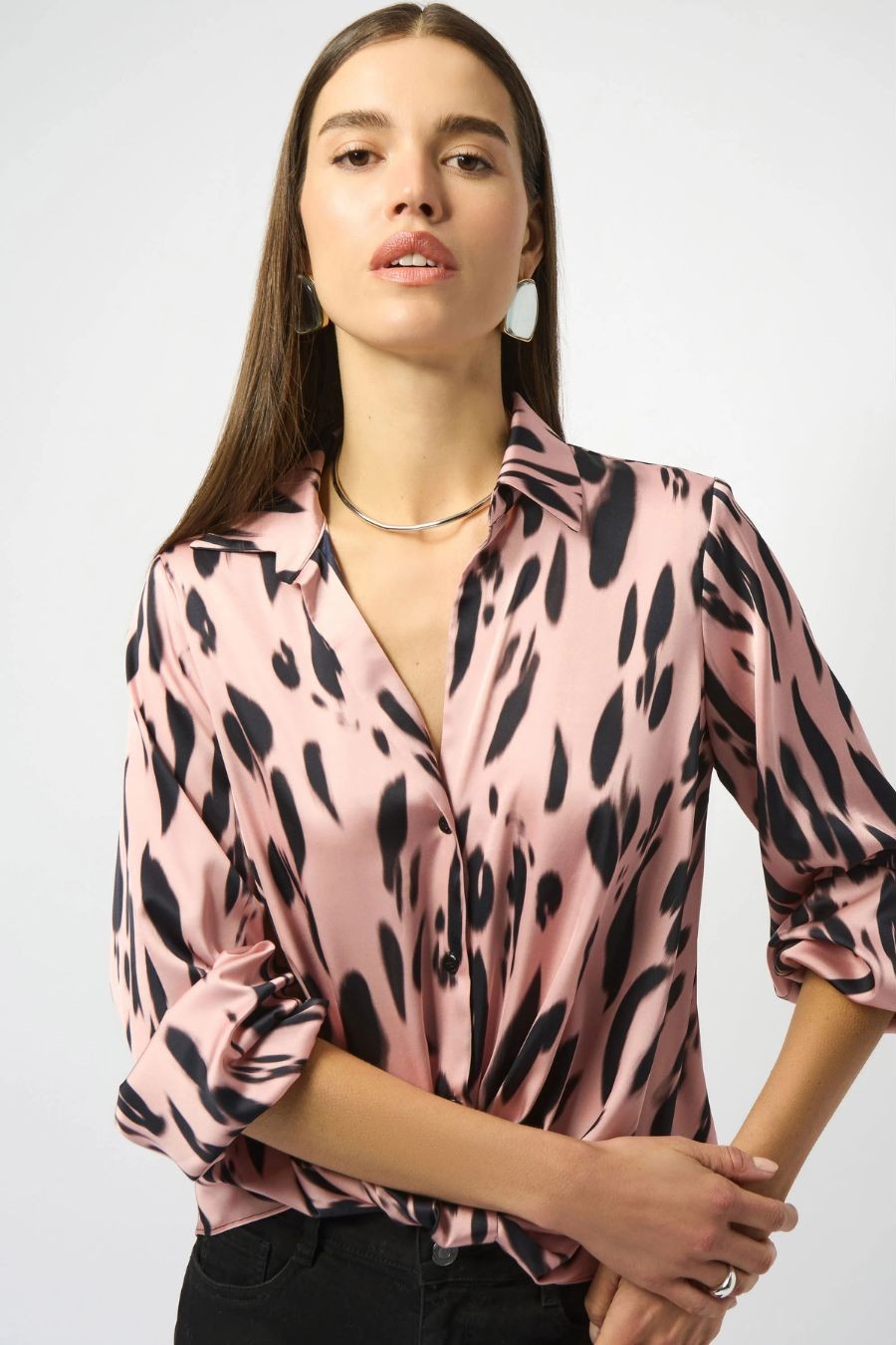 Haut drapé en satin recyclé à imprimé animal Joseph Ribkoff 253059