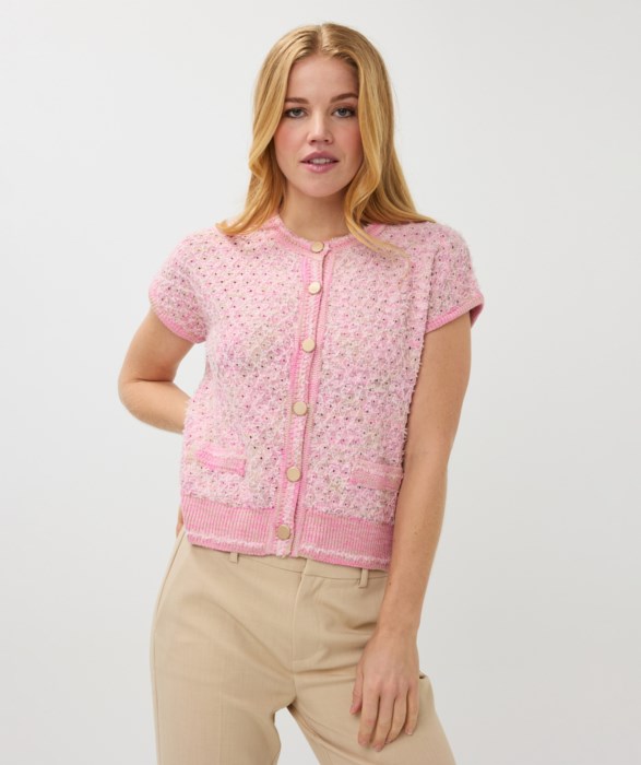 Cardigan à manches courtes en tricot fantaisie Esqualo 2502013