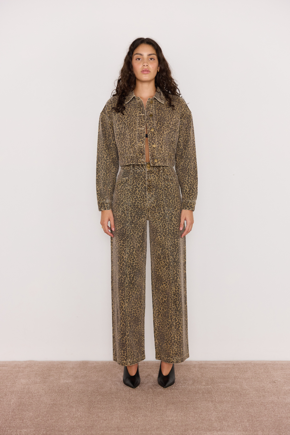Jeans Jambre large Leopard Mink Pink